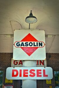 advertisement, sign, advertising sign, gasoline, fuel, old advertising, reklameschild, lettering, logo, company logo